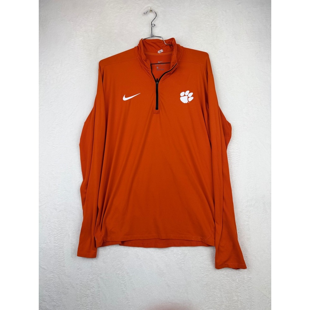 Nike‎ Clemson Tigers Mens XL Orange Dri-FIT Quarter Zip  Long Sleeve Shirt